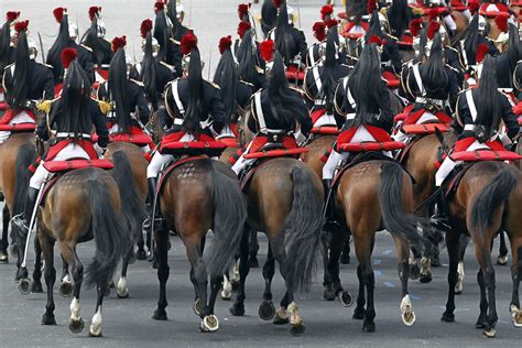 The French Mounted Republican Guard Take Part In The Traditional