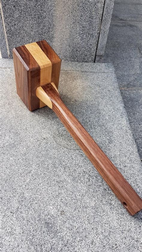 Wooden Mallet With Large Handle Walnut And Beech Wood Mallet Etsy