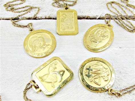 Vintage Mens Zodiac Astrology Necklace Zodiac Sign Gemini