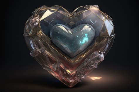 Premium Ai Image Crystal Heart Illustration Background Generative Ai