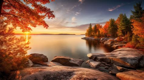 The Sunrise Over A Lake In Autumn Background Beautiful Pictures Of