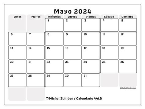 Calendario Mayo 2024 Cajas Ld Michel Zbinden Gt