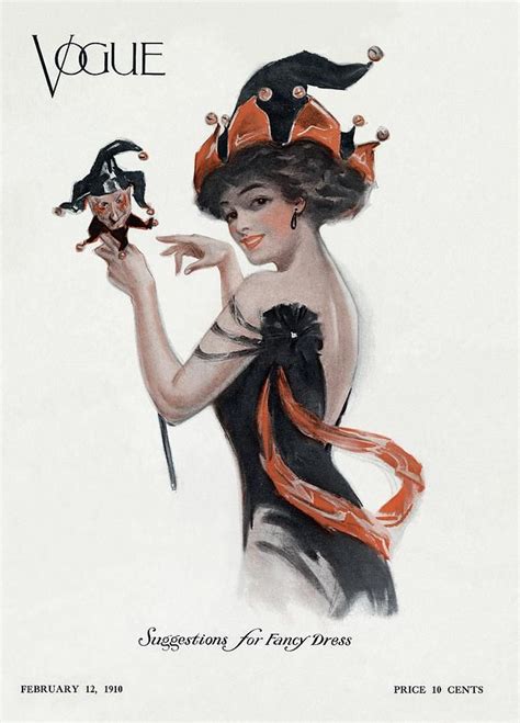 Vogue Cover Of Woman As Jester By Artist Unknown Vogue Covers Vintage Illustration Vogue