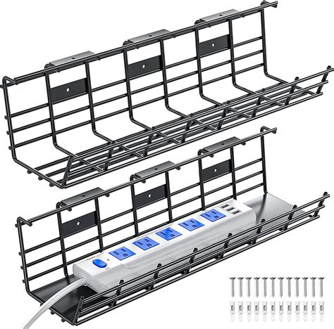 Under Desk Cable Management Tray 2 Pack Super Sturdy Desk Wire