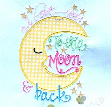 I Love You To The Moon Applique Embroidery Design From Bigbeeapplique