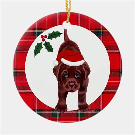 Christmas Chocolate Lab Puppy Ceramic Ornament Zazzle Chocolate Lab