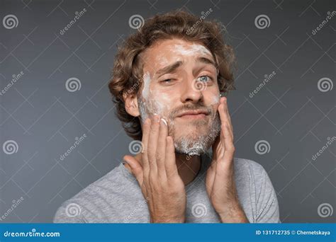 Young Man Washing Face With Soap Stock Image Image Of Hygiene