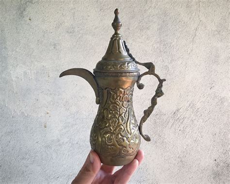 Set Of Three Vintage Brass Dallah Arabic Coffee Pots Islamic Middle