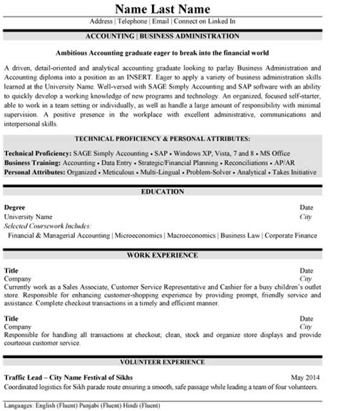 Accounting Graduate Student Resume Sample And Template
