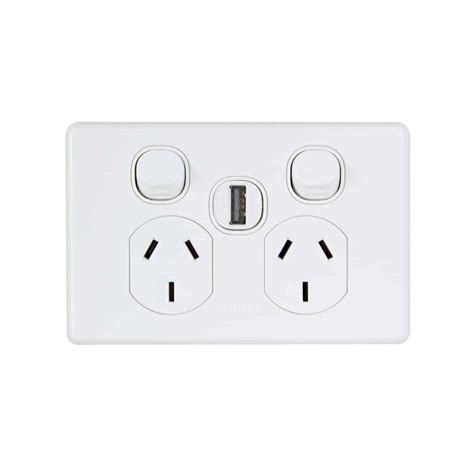 Clipsal Classic C2000 Double Gpo Power Point Single Usb Charger