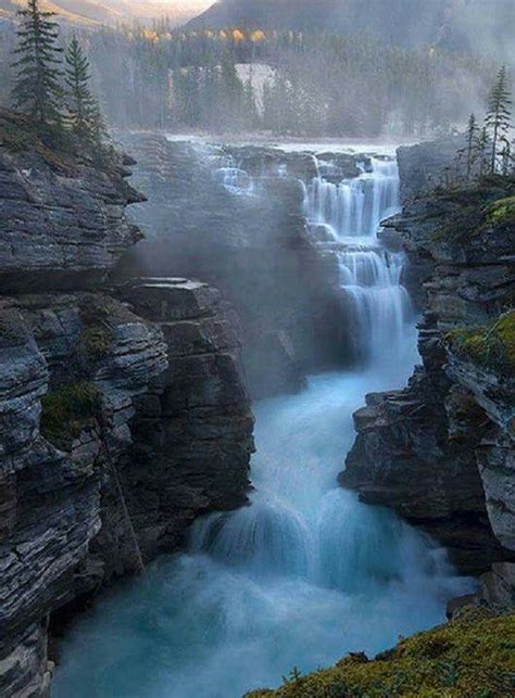 Athabasca Falls Jasper Canada Waterfall Beautiful Waterfalls