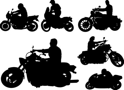 Motorcycle Riders With Motorcycle Silhouettes Vector Set 03 Free