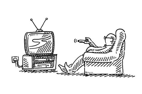 Drawing Of Man Watching Tv Illustrations Royalty Free Vector Graphics
