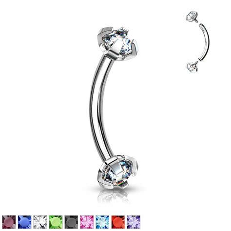 premium round crystal curved barbell 16g bodymods jewelry