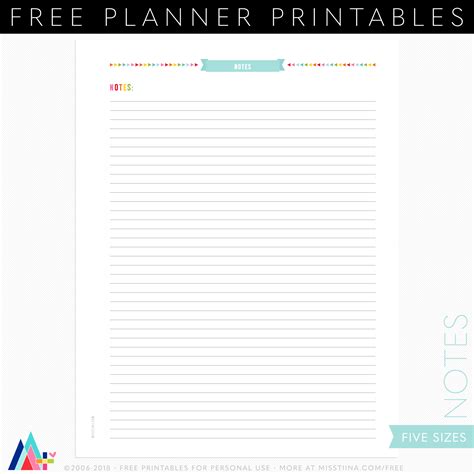 Free Notes Planner Page Printable • Miss Tiina