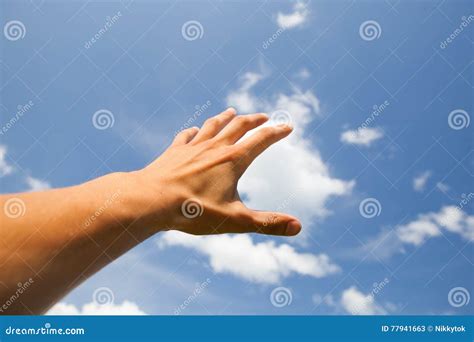 Hand Touch The Sky Stock Image Image Of Active Blue 77941663