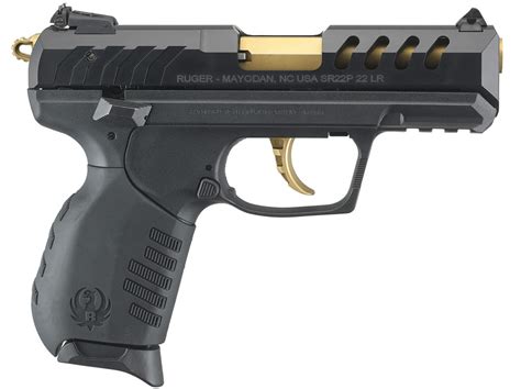 Ruger Sr22 22lr Rimfire Pistol With Gold Pvd Barrel
