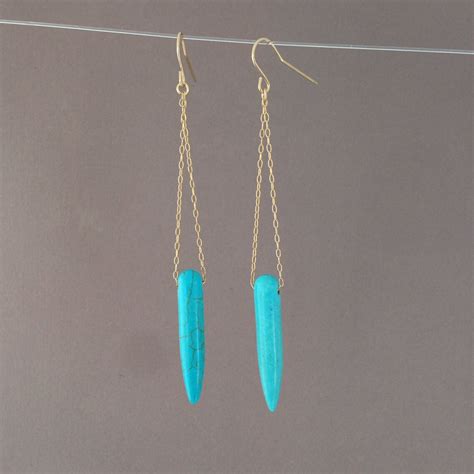 Turquoise Spike Earrings In Gold Or Silver
