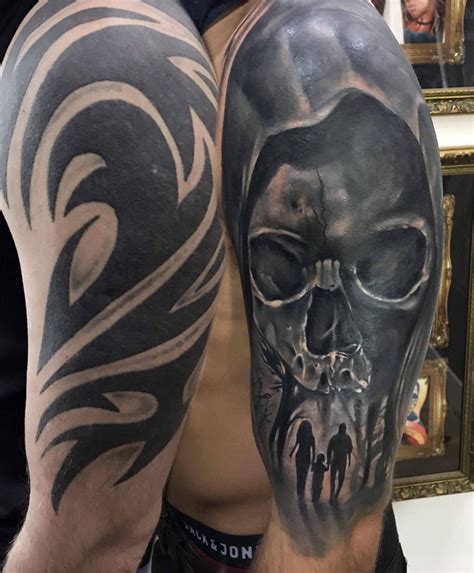 Skull Tribal Coverup Tattoo By Sebastian Limited Availability At