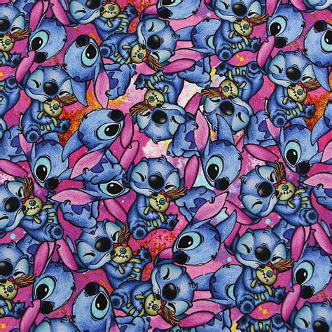 Blue and Pink Stitch Fabric Cartoon Character Fabric 100% | Etsy