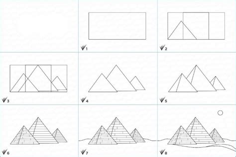 Как нарисовать египетские пирамиды карандашом поэтапно лучшие
