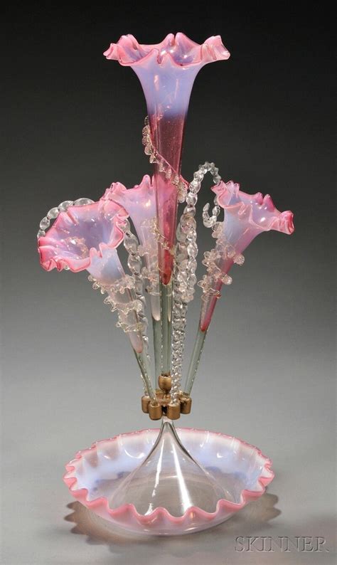 Victorian Pink Glass Epergne Pink Glass Aesthetic Room Decor Decor