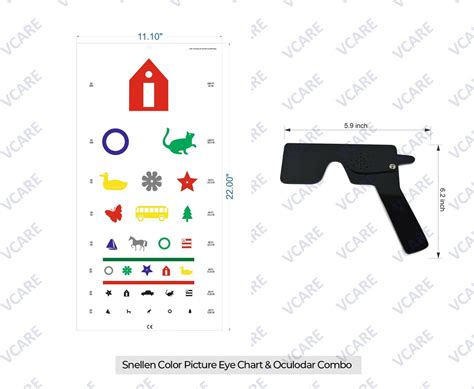 Snellen Color Picture Eye Chart Pediatric Type 1 With Oculodar Ebay