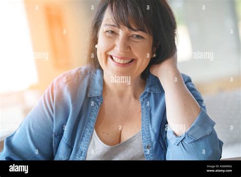 Portrait Of Smiling 50 Year Old Woman Stock Photo Alamy