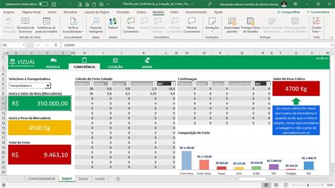 Planilha De Conferência E Cotação De Fretes Transportadora Em Excel 6