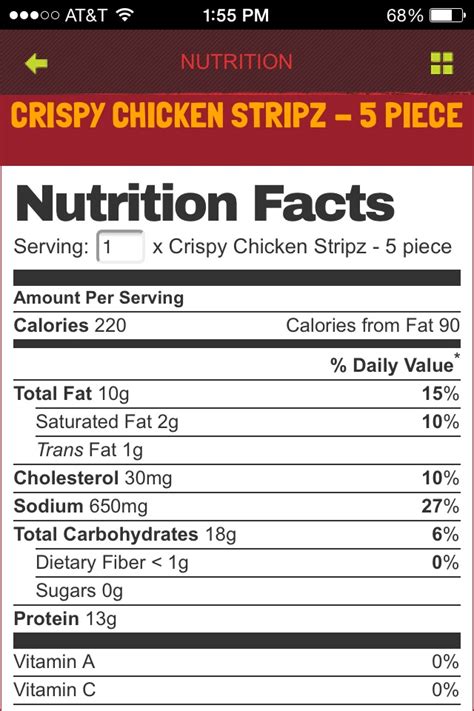 Served with crinkle fries, and a kidz treat. Zaxbys Nutrition Facts - NutritionWalls