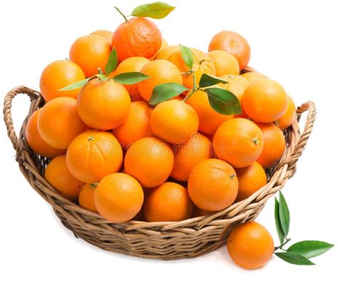 Panier Avec Des Oranges Photo Stock Image Du Osier Complètement
