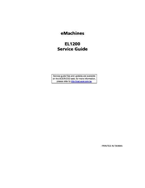 Acer Emachines El1200 Service Manual Repair Guide Service Manual