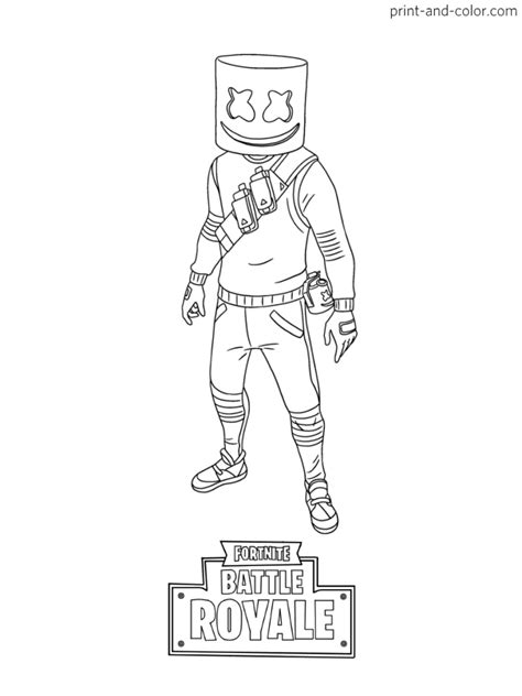 Marshmello, fishstick, dj yonder, team leader, midas and others. Fortnite coloring pages | Print and Color.com | Star ...