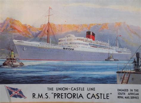 Rms Pretoria Castle Vintage Travel Posters Ship Poster Ship Portrait