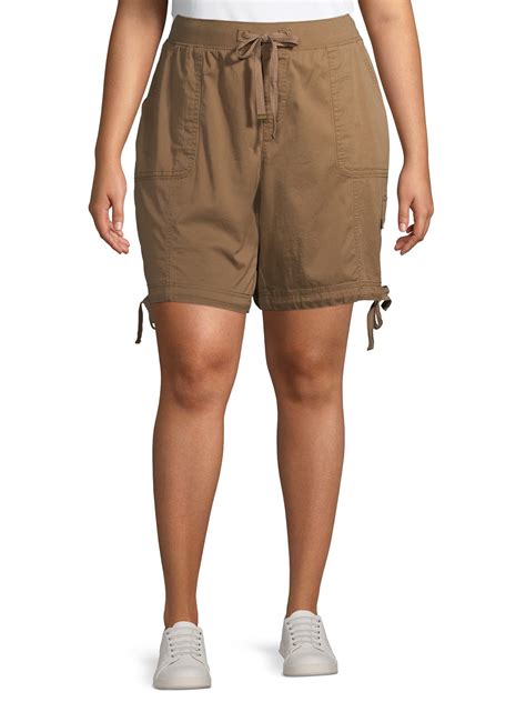 Terra And Sky Womens Plus Size Solid Cargo Shorts