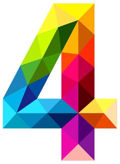 Colourful Triangles Number Four Png Clipart Image Gallery