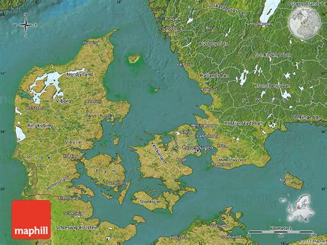 This map shows where denmark is located on the world map. Satellite Map of Denmark