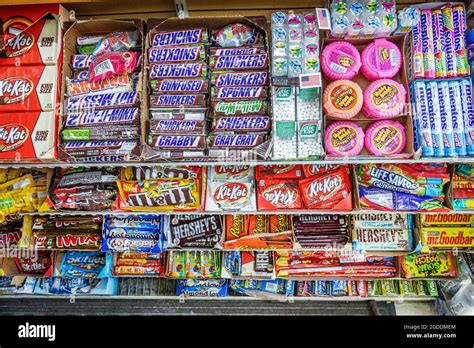 Convenience Store Candy Display Sale Chocolate Bars Junk Food Hi Res