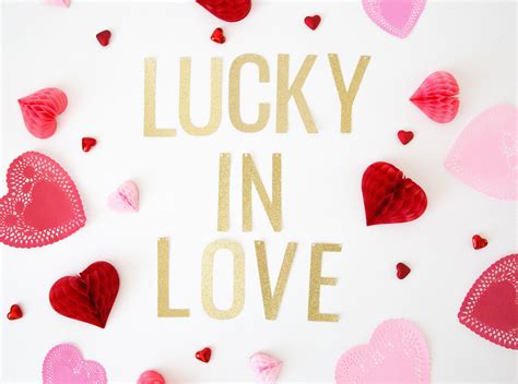 Lucky In Love Banner - Glitter Valentines Day Banner, Wedding Banner, Engagement Banner, St ...