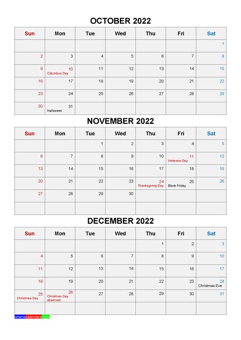 Printable Calendar November And December 2022 Printable Calendar 2022