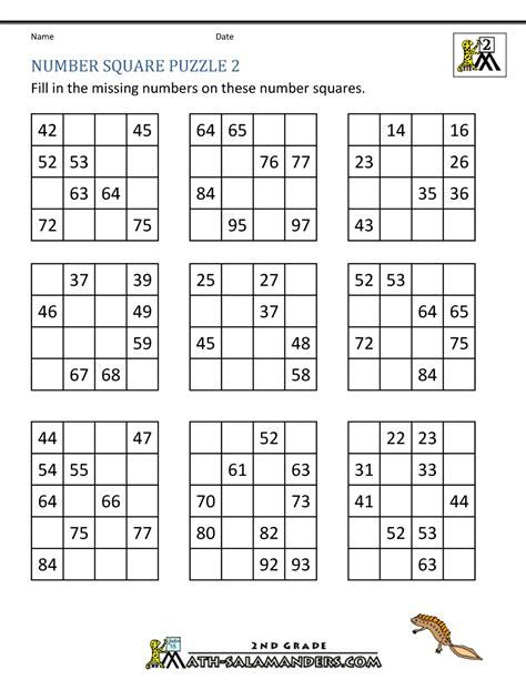 These math worksheets are printable and are organized by either subject (ie. Number Square Puzzles