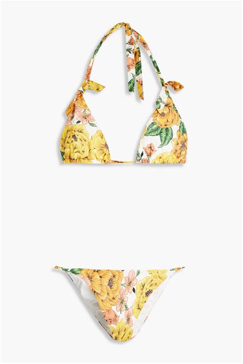 ZIMMERMANN Poppy Floral Print Cotton Triangle Bikini Sale Up To 70