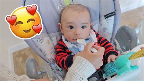 Apr 12, 2021 · when your baby is developmentally ready for solids, typically around 4 to 6 months, talk to his doctor about introducing solid foods. BABY BOY'S FIRST SOLID FOOD AT 4 MONTHS!! - YouTube