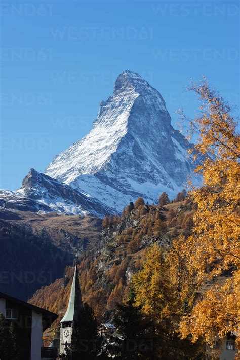 The Matterhorn 4478m In Autumn Zermatt Valais Swiss Alps