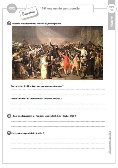 Cm2 Histoire La Révolution De 1789 Exercices Corrigés