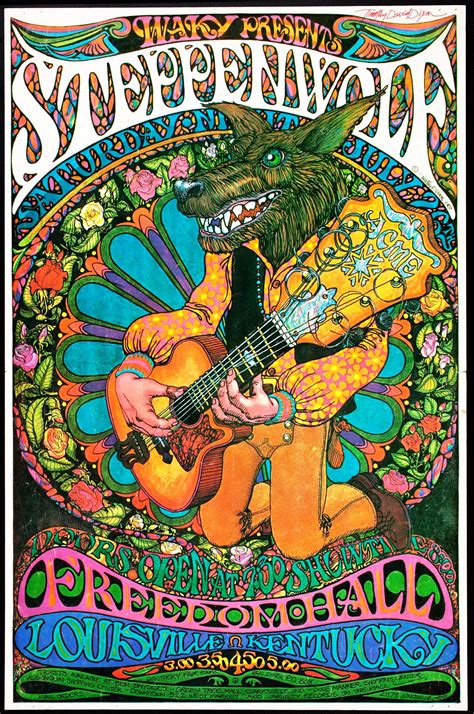 Vintage Retro Hippie Classic Rock Concert Poster Steppenwolf Psychedelic Art Vintage