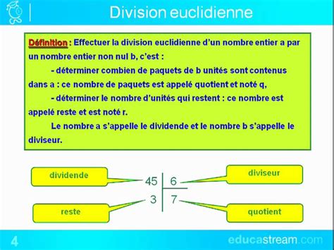 Division Euclidienne Définition 6ème Division Euclidienne 6ème Cours