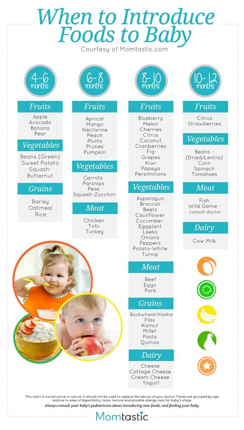 Always introduce 1 food at a time and wait for 3 days to check for any allergy symptoms. Introducing Solids- A Month by Month Schedule [Free ...