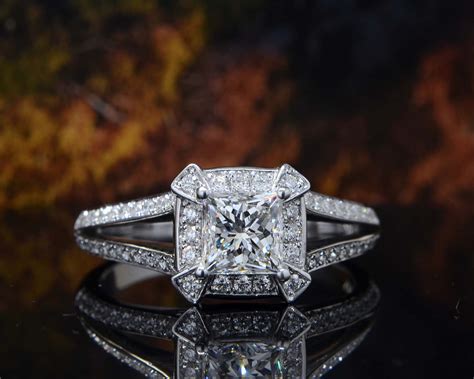 1 6ct round cut natural diamond natural halo pave split shank diamond engagement ring gia