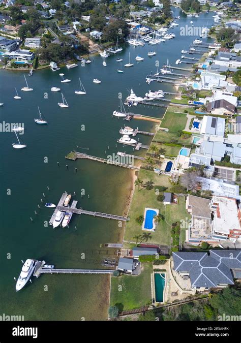 Aerial Of Waterfront Houses On The Northern Beaches Suburb Of Newport